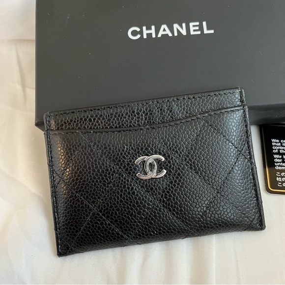 CHANEL Accessories - Authentic Chanel black caviar classic card holder with silver hardware